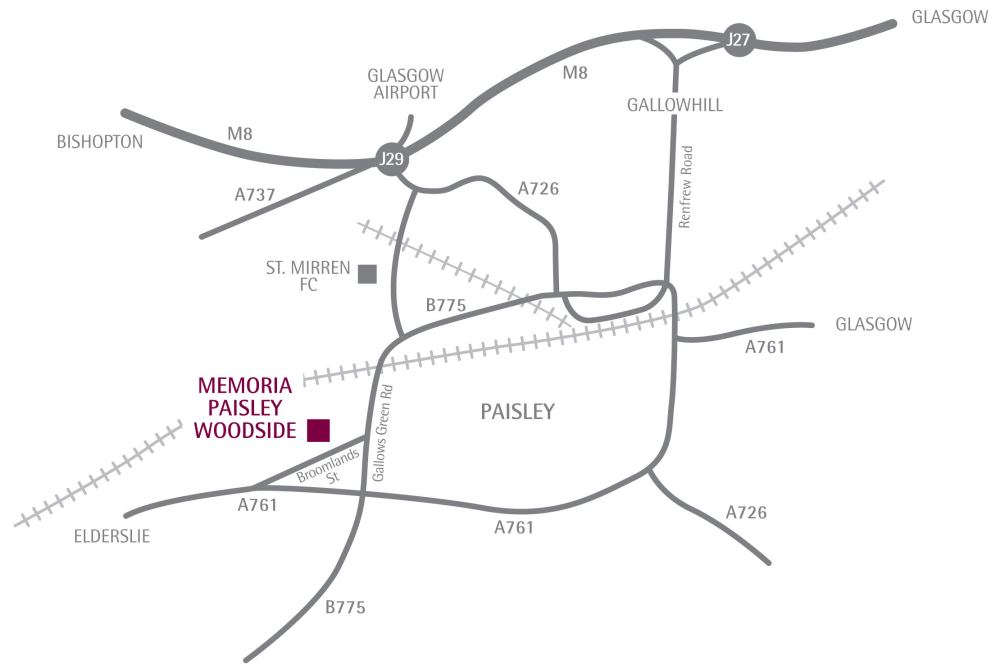 Memoria Paisley Woodside Location Map